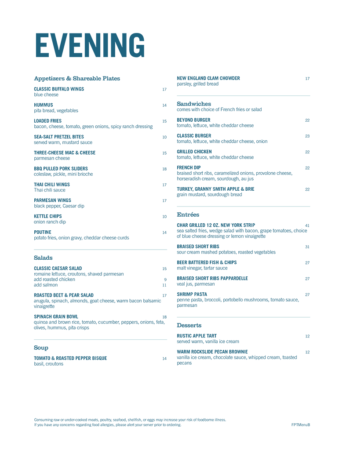 Menu – The Metropolitan Bar + Grill